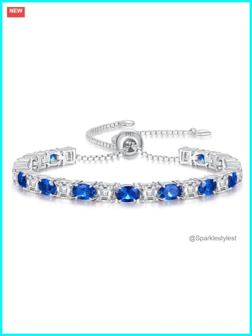 White Gold Filled Sterling Silver Birthstone Tennis Bracelet Adjustable